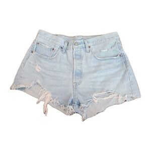 Levi's 501 High Rise Distressed Button Fly‎ Cut Off Shorts Light Wash Size 31
